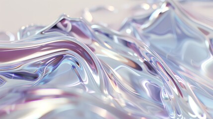 Poster - Light-colored background with a light texture dispersion of 3D rendered abstract glass line compositions.  