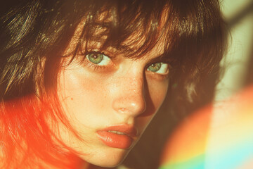 Poster - Head and shoulders shot in warm, late-afternoon glow, with lens flares dancing into scattered