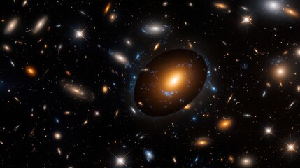 Wall Mural - a multitude of galaxies and cosmic formations stretches across the dark expanse of space, illuminate