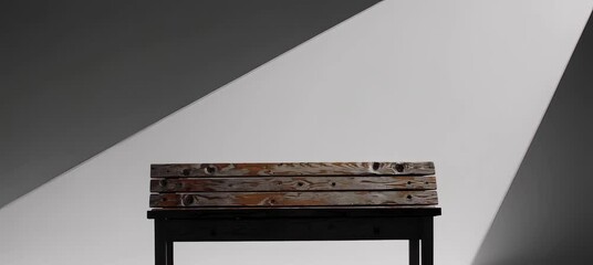 Poster - Wooden bench casts dynamic shadow patterns in shifting light environment
