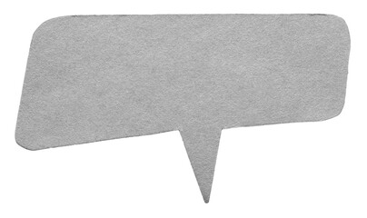 Poster - Gray blank cut out cardboard paper speech bubble with round rounded corners rough edges, copy space for text on transparent png background design element