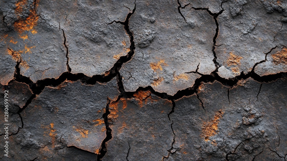 Cracked earth revealing layers of texture and color in a dry landscape ...