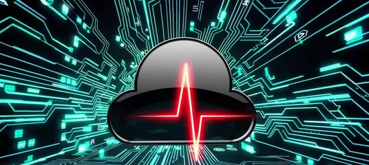 Poster - Futuristic heartbeat: digital pulse in cybernetic circuit world