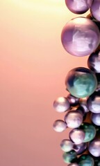 Poster - Colorful gradient spheres transitioning into a dynamic cluster on soft pastel background