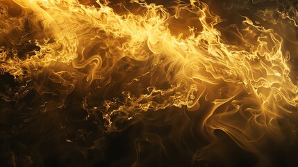 Poster - An abstract image of swirling golden smoke or liquid against a dark background.