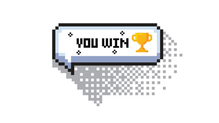 Poster - Pixel art 8-bit speech bubble saying you win