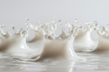 Poster - a captivating close-up showcasing the dynamic and elegant splash of milk droplets forming intricate 