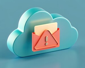 Poster - Cloud security threats concepts. A stylized cloud with an envelope icon, representing email notifications or alerts related to cloud storage services.