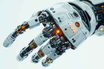 Poster - highly detailed robotic hand pointing with advanced mechanisms, illustrating future technology and t