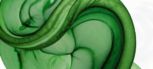 Poster - Flowing green ink swirls creating mesmerizing patterns in fluid motion