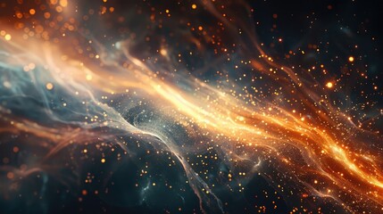 ethereal wisps of light dancing across an abstract cosmos