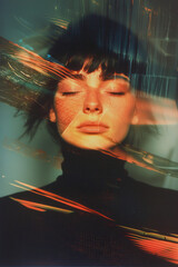 Poster - Exploring States of Mind: A Multi-Textured Portrait Highlighting Emotion and Introspection Through Color and Light