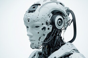 Poster - Futuristic humanoid robot with sleek design and advanced technology in a minimalistic setting
