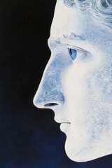 Poster - Exploring Human Identity: A Thought-Provoking Portrait Showcasing the Depth and Beauty of Profile in Minimalist Modern Artistic Expression