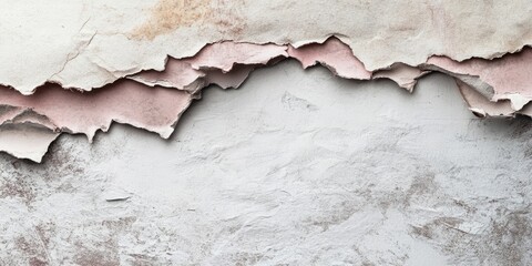 Poster - Textured backdrop of torn pastel paper layers in soft pink and beige tones, with ample blank space for text in the lower half of the image.