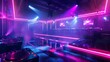 © rao - Empty Nightclub Interior with DJ Booth and Neon Lights