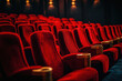 © Viktoriia Boiko - Red velvet cinema seats lined up in rows, classic movie theater setting