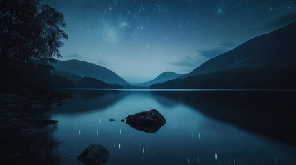 Wall Mural - wide-angle astrophotography image of a dark sky reserve, free from light pollution and glowing with 