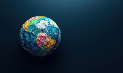 Poster - Colorful textured globe representing Earth with vibrant continents and oceans