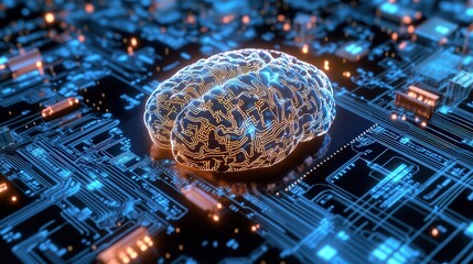 Poster - thought-to-text microchip, instantly converting brain activity into written words.