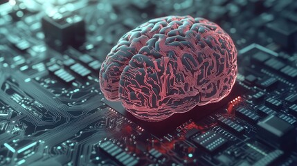 Poster - thought-to-text microchip, instantly converting brain activity into written words.