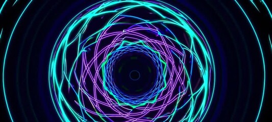 Poster - Vibrant neon tunnel with dynamic spirals and pulsating light patterns