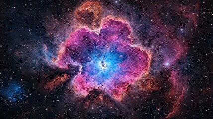 Wall Mural - deep-space astrophotograph capturing the rosette nebula, with its intricate floral-like patterns
