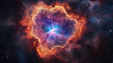 Wall Mural - deep-space astrophotograph capturing the rosette nebula, with its intricate floral-like patterns.