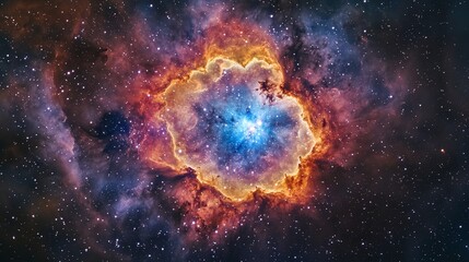 Wall Mural - deep-space astrophotograph capturing the rosette nebula, with its intricate floral-like patterns.