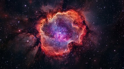 Wall Mural - deep-space astrophotograph capturing the rosette nebula, with its intricate floral-like patterns.