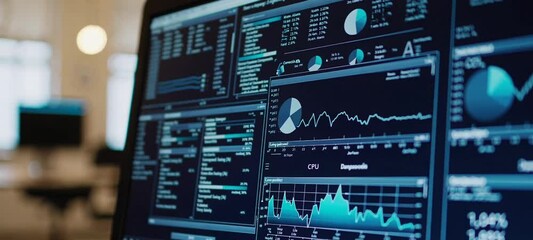 Aufkleber - Dynamic data visualization on computer screens in modern office environment