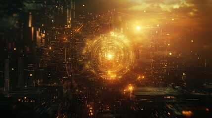 Aufkleber - microchip, drawing energy from its surroundings, revolutionizing sustainable technology