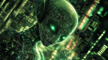 Aufkleber - extraterrestrial signal-processing microchip, decoding alien communications.