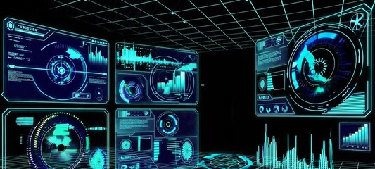Aufkleber - Immersive virtual reality data visualization in a futuristic control room