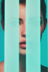 Poster - Exploring Modern Beauty: A Captivating Portrait of Emotion and Expression in a Contemporary Style with Vibrant Light and Color