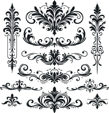 Monochrome Cosmonaut Text Dividers In Vintage Style For Decoration And calligraphic Design On White Background