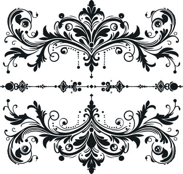 Monochrome Cosmonaut Text Dividers In Vintage Style For Decoration And calligraphic Design On White Background