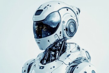 Poster - Futuristic robot design featuring advanced tech and sleek style in a minimalist setting
