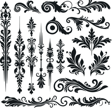 Monochrome Cosmonaut Text Dividers In Vintage Style For Decoration And calligraphic Design On White Background