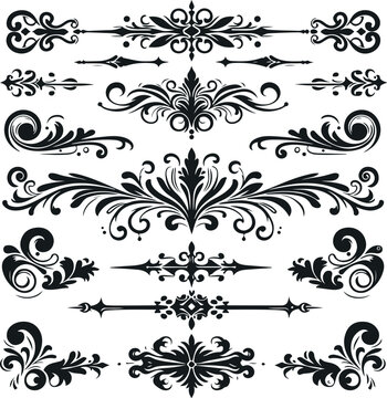 Monochrome Cosmonaut Text Dividers In Vintage Style For Decoration And calligraphic Design On White Background