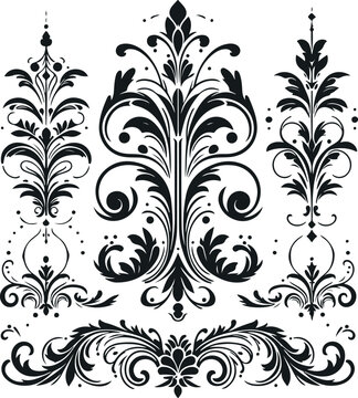 Monochrome Cosmonaut Text Dividers In Vintage Style For Decoration And calligraphic Design On White Background