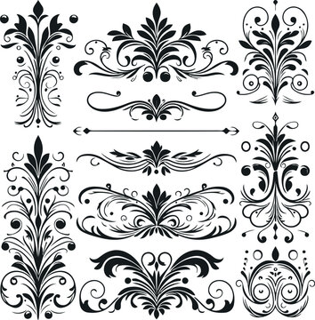Monochrome Cosmonaut Text Dividers In Vintage Style For Decoration And calligraphic Design On White Background