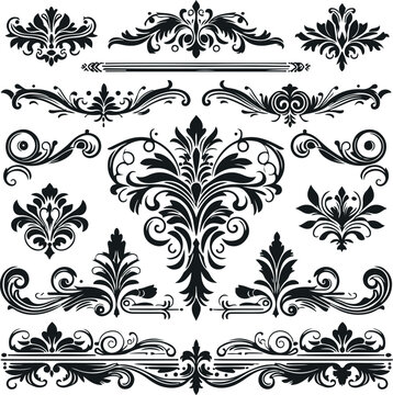 Monochrome Cosmonaut Text Dividers In Vintage Style For Decoration And calligraphic Design On White Background