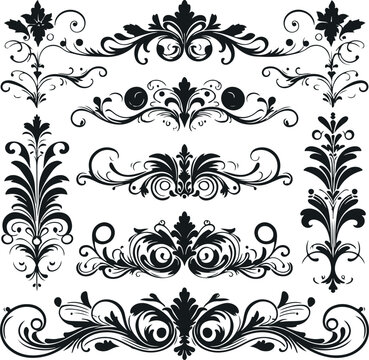 Monochrome Cosmonaut Text Dividers In Vintage Style For Decoration And calligraphic Design On White Background
