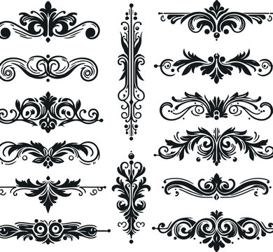 Monochrome Cosmonaut Text Dividers In Vintage Style For Decoration And calligraphic Design On White Background