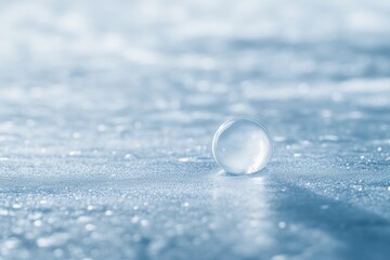 Poster - A single glass ball sits on the snowy ground, perfect for winter scenes or festive decorations