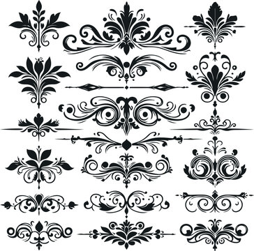 Monochrome Cosmonaut Text Dividers In Vintage Style For Decoration And calligraphic Design On White Background