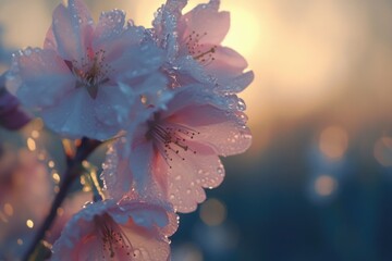 Poster - A close-up shot of a bunch of pink flowers