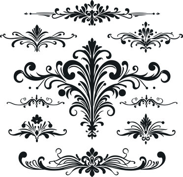 Monochrome Cosmonaut Text Dividers In Vintage Style For Decoration And calligraphic Design On White Background