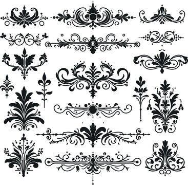 Monochrome Cosmonaut Text Dividers In Vintage Style For Decoration And calligraphic Design On White Background